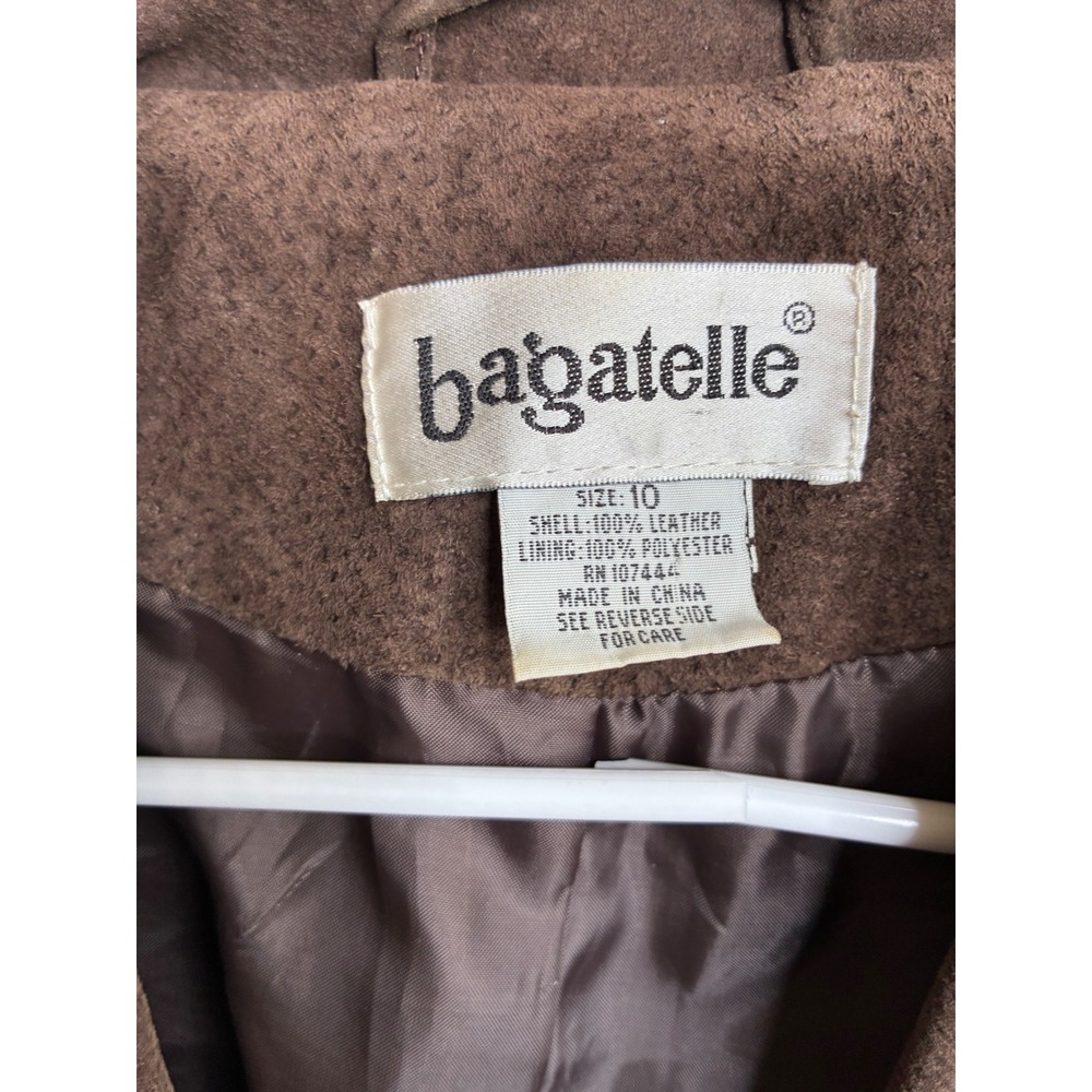 Bagatelle Brown Suede Leather Blazer Jacket Womens Size 10 Two Button Lined - Picture 3 of 9